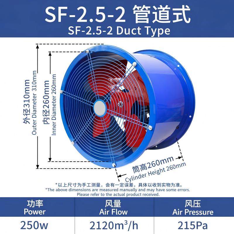 Ventilateur axial pour conduit industriel 380V